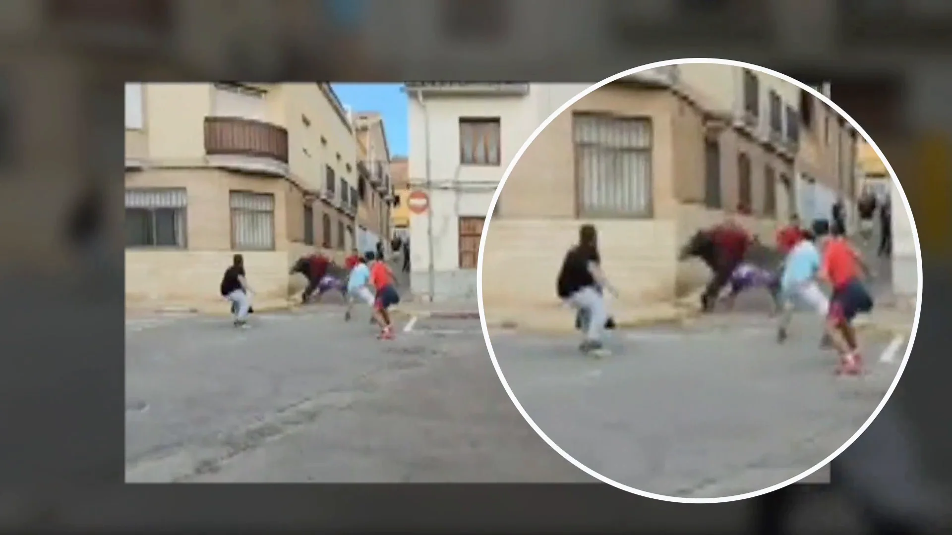 El toro arremetiendo contra el hombre