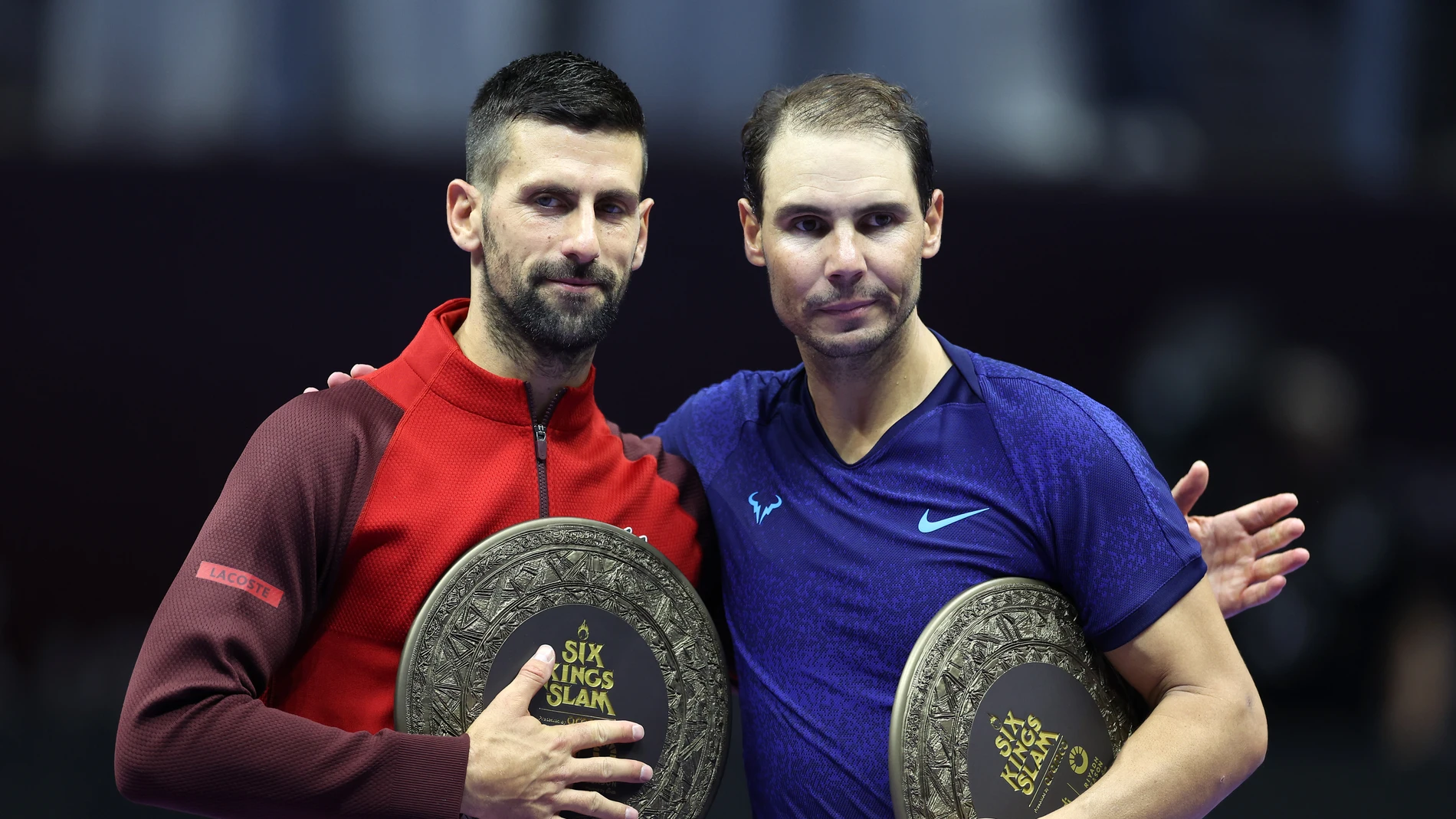 Novak Djokovic y Rafa Nadal tras jugar su último partido Novak Djokovic y Rafa Nadal tras jugar su último partido