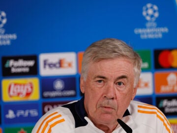 Carlo Ancelotti durante una rueda de prensa con el Real Madrid