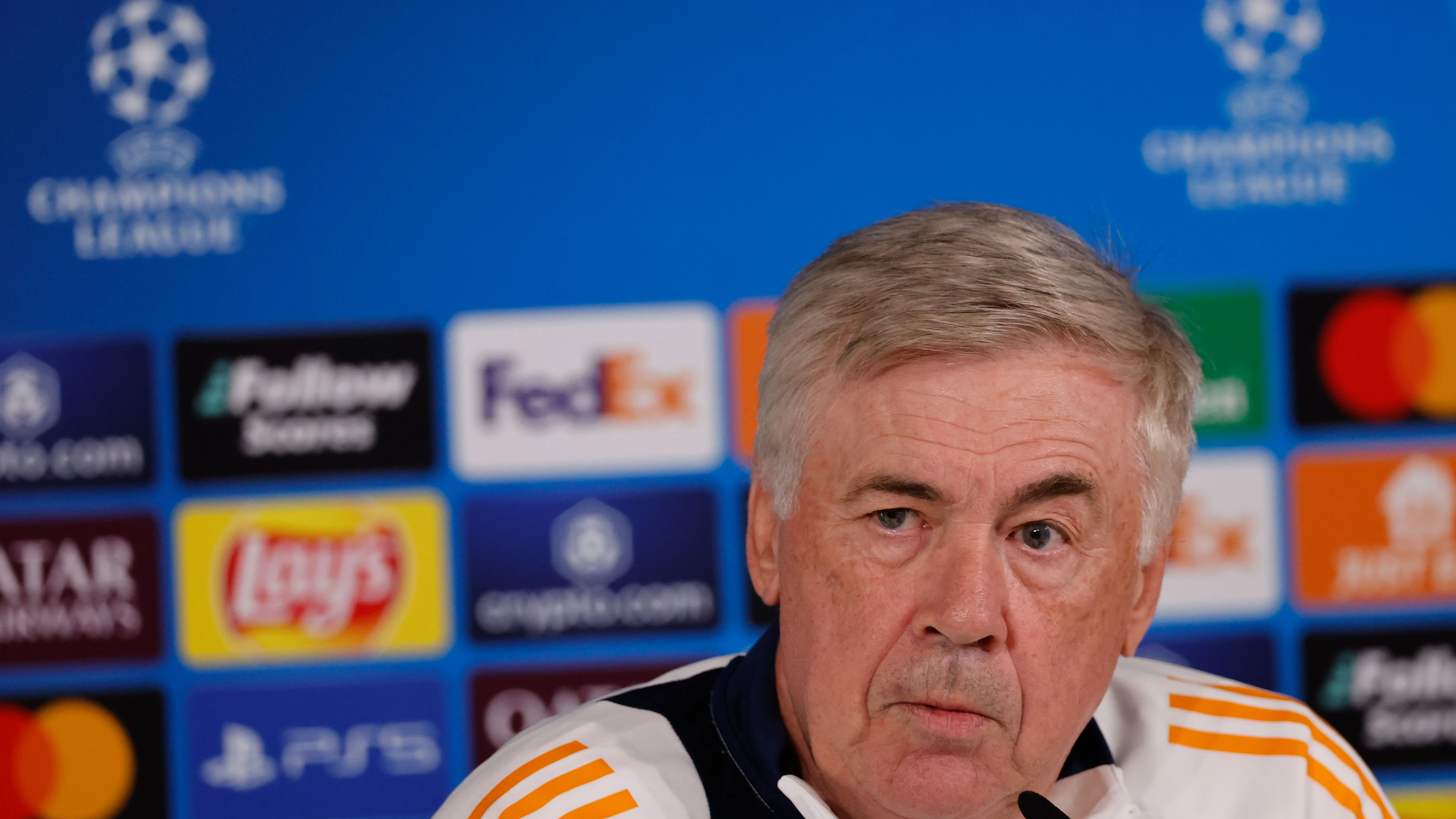 Carlo Ancelotti durante una rueda de prensa con el Real Madrid