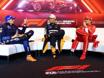 Max Verstappen, Lando Norris y Charles Leclerc en el GP de Países Bajos