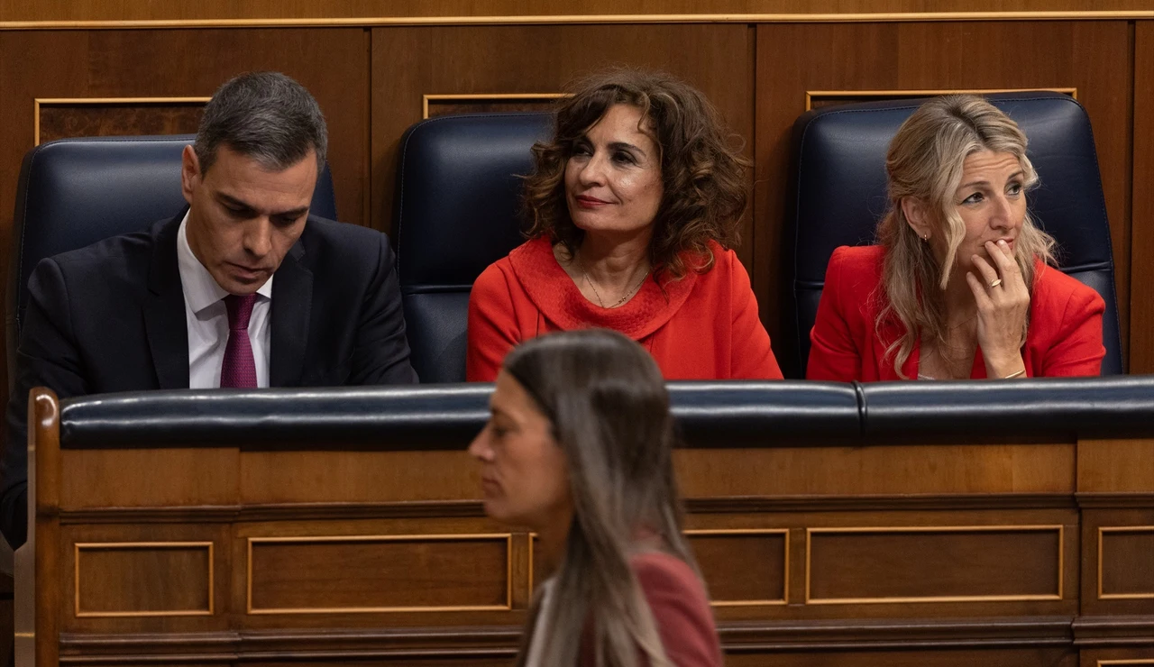 Pedro Sánchez, María Jesús Montero y Yolanda Díaz