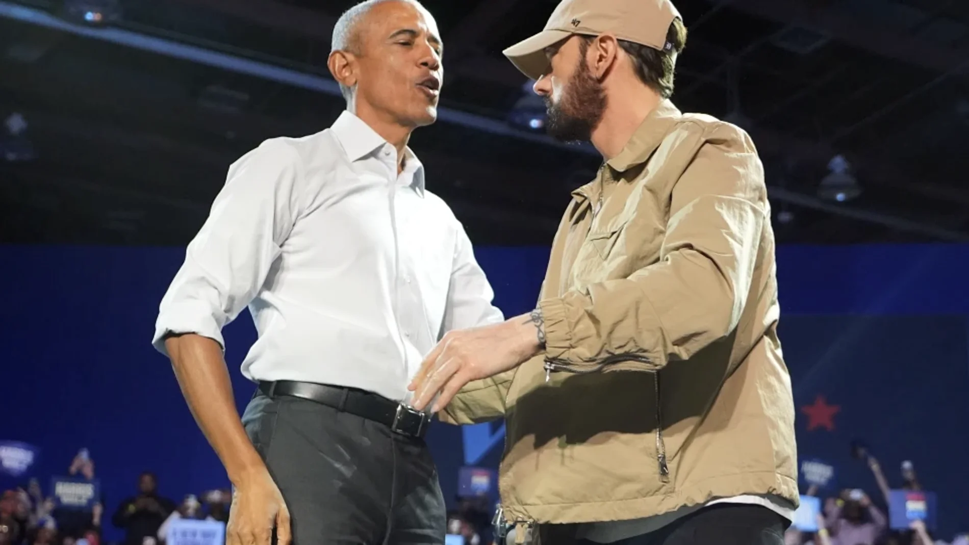 Barack Obama rapea "Lose Yourself" con Eminem en apoyo a Kamala Harris Barack Obama rapea "Lose Yourself" con Eminem en apoyo a Kamala Harris