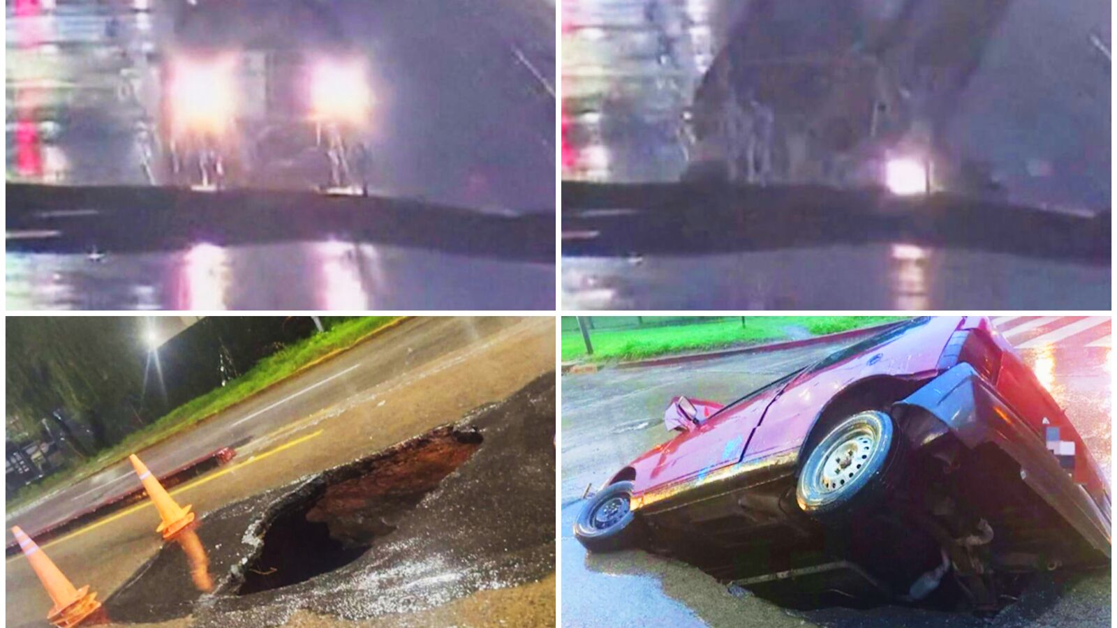 VÍDEO: Impactante accidente en Argentina, un coche es tragado por un socavón durante una tormenta 