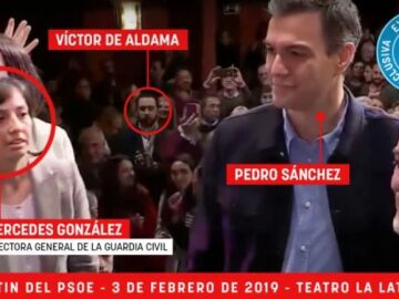 Víctor de Aldama y Pedro Sánchez en un mitin del PSOE en 2019