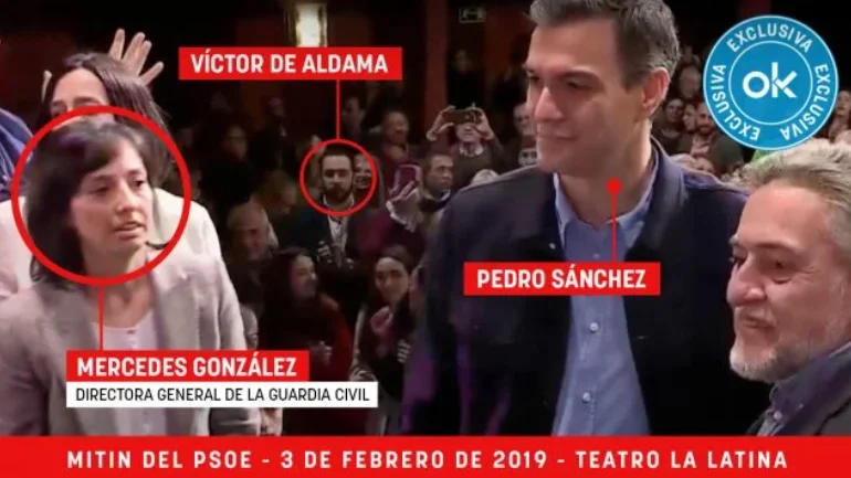 Víctor de Aldama y Pedro Sánchez en un mitin del PSOE en 2019 Víctor de Aldama y Pedro Sánchez en un mitin del PSOE en 2019