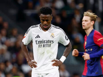 Vinícius, en el partido ante el Barcelona en el Bernabéu