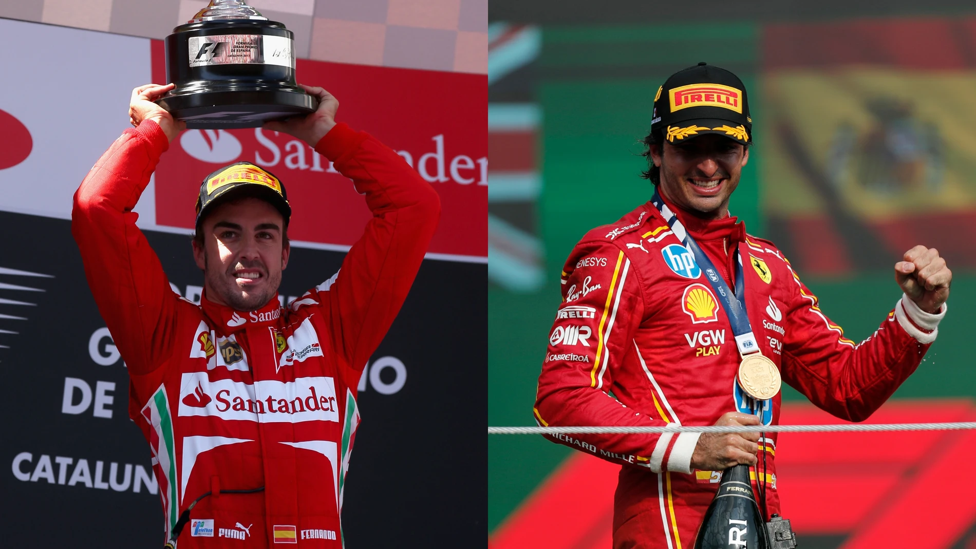 Fernando Alonso y Carlos Sainz en sus últimas victorias en Fórmula 1 Fernando Alonso y Carlos Sainz en sus últimas victorias en Fórmula 1