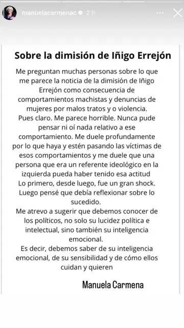 Comunicado de Manuela Carmena Comunicado de Manuela Carmena