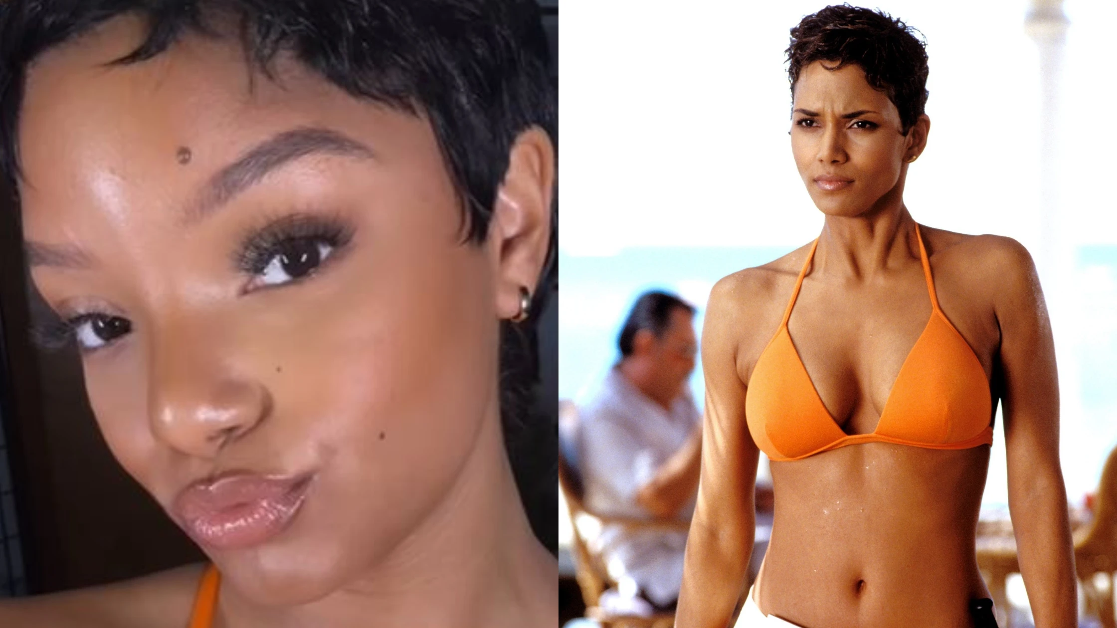 Halle Bailey recrea el ic&oacute;nico look de Halle Berry como chica Bond en Muere otro d&iacute;a
