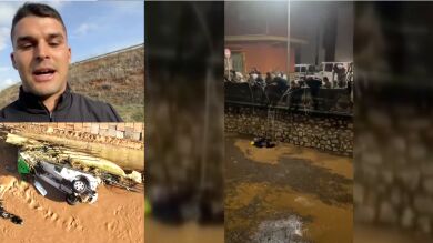 Adrián se lanzó al agua al ver a un hombre asomar por la ventanilla de una ambulancia: 