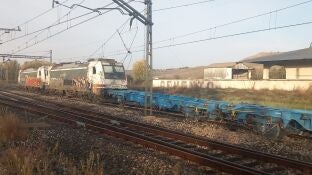 Imagen del tren descarrilado en Matillas, Guadalajara