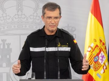 El general jefe de la UME, Francisco Javier Marcos, durante la rueda de prensa