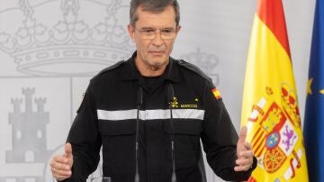 El general jefe de la UME, Francisco Javier Marcos, durante la rueda de prensa