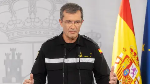 El general jefe de la UME, Francisco Javier Marcos, durante la rueda de prensa El general jefe de la UME, Francisco Javier Marcos, durante la rueda de prensa