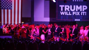 La noche de las elecciones presidenciales de Estados Unidos de 2024, en el Centro de Convenciones del Condado de Palm Beach, en West Palm Beach, Florida