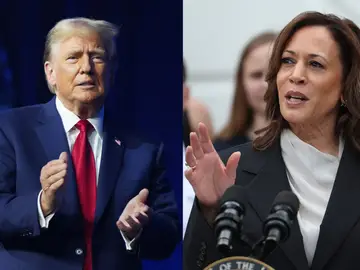 Combo de fotografías donde se observa a los candidatos a la presidencia de Estados Unidos el expresidente Donald Trump y a la actual vicepresidenta Kamala Harris Combo de fotografías donde se observa a los candidatos a la presidencia de Estados Unidos el expresidente Donald Trump y a la actual vicepresidenta Kamala Harris