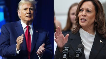 Combo de fotografías donde se observa a los candidatos a la presidencia de Estados Unidos el expresidente Donald Trump y a la actual vicepresidenta Kamala Harris