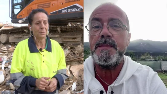 Eva, afectada por la DANA y Gregorio afectado por el volcán de La Palma. Eva, afectada por la DANA y Gregorio afectado por el volcán de La Palma.