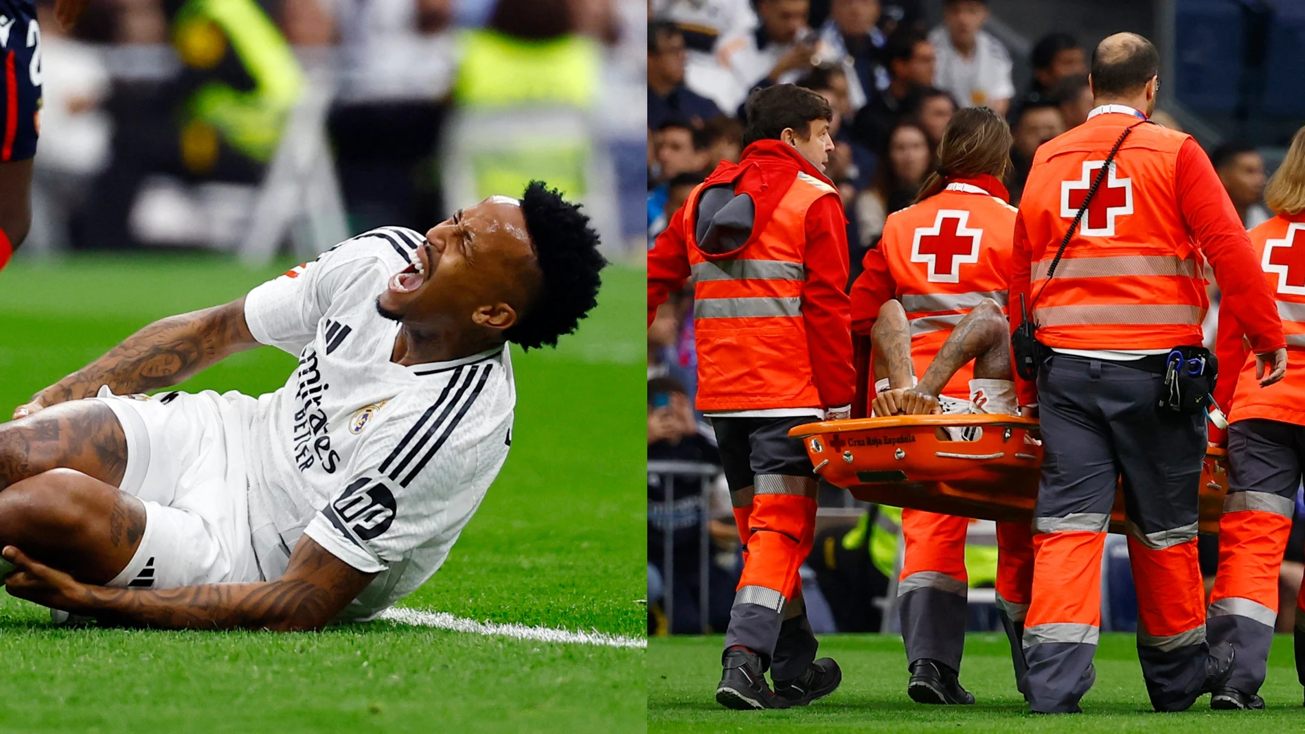 Momento de la lesión de Eder Militao Momento de la lesión de Eder Militao