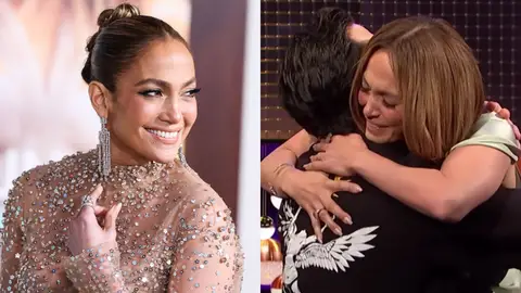 Jennifer Lopez abrazando a un fan en el programa The Graham Norton Show Jennifer Lopez abrazando a un fan en el programa The Graham Norton Show