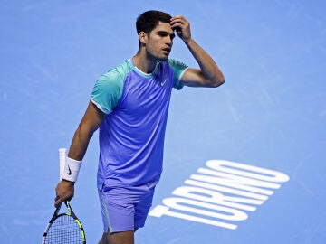 Carlos Alcaraz, en su partido ante Casper Ruud en las Nitto ATP Finals