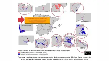 'Puntos calientes de riesgo de impacto de inundaciones sobre áreas artificializadas 'Puntos calientes de riesgo de impacto de inundaciones sobre áreas artificializadas