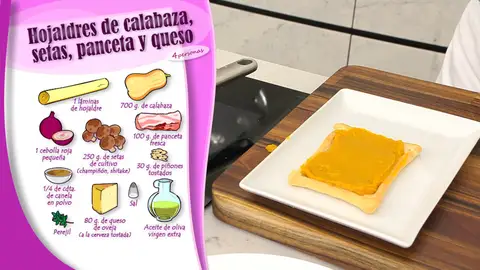 Ingredientes Hojaldres de calabaza, setas panceta y queso Ingredientes Hojaldres de calabaza, setas panceta y queso
