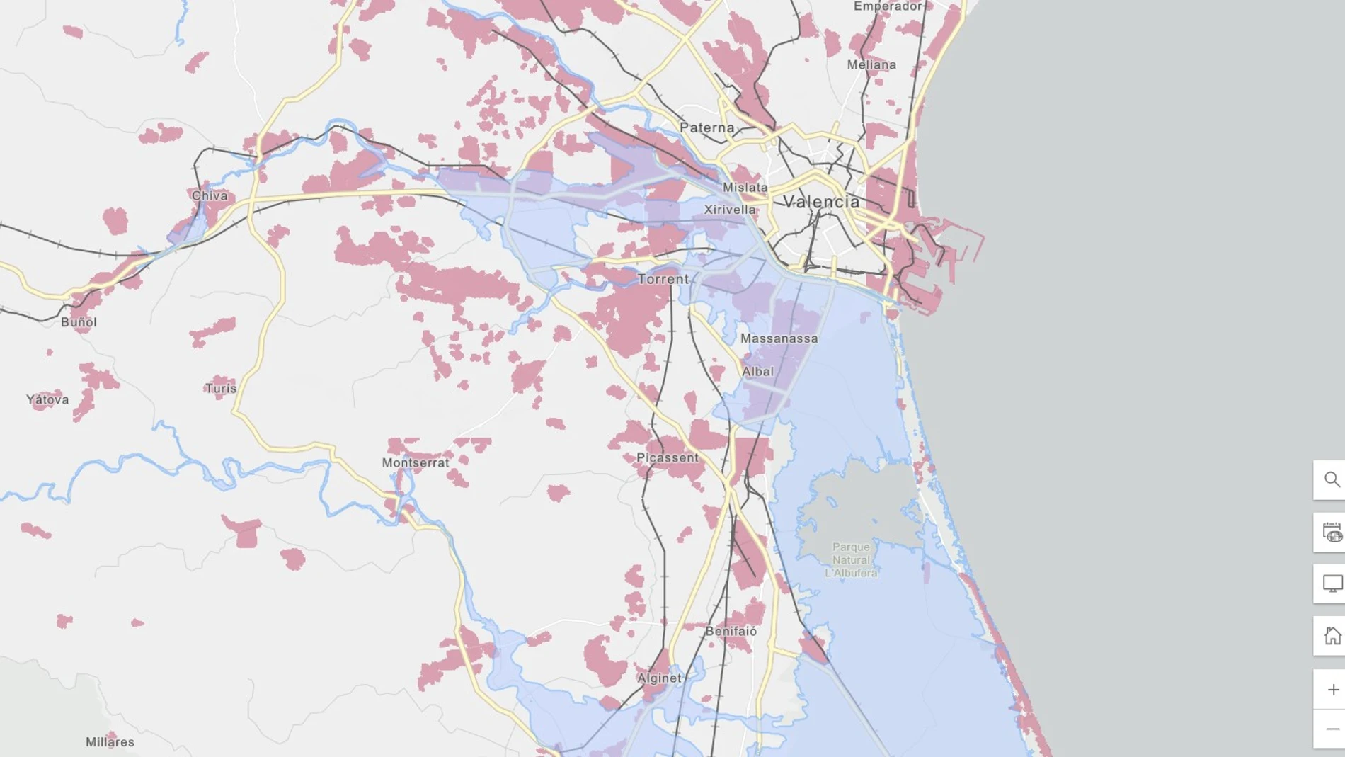 Mapa de la DANA creado por la Universidad de Valencia Mapa de la DANA creado por la Universidad de Valencia