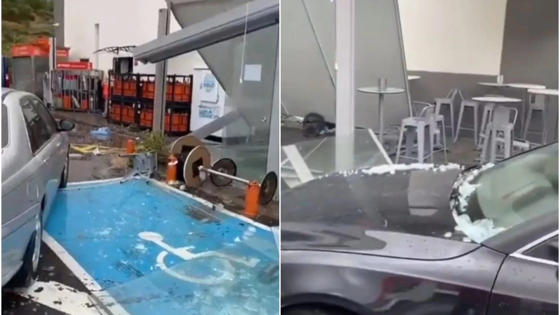 Imágenes de la gasolinera afectada por el tornado en Mijas Imágenes de la gasolinera afectada por el tornado en Mijas
