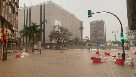 Calle inundada en el centro de Málaga Calle inundada en el centro de Málaga