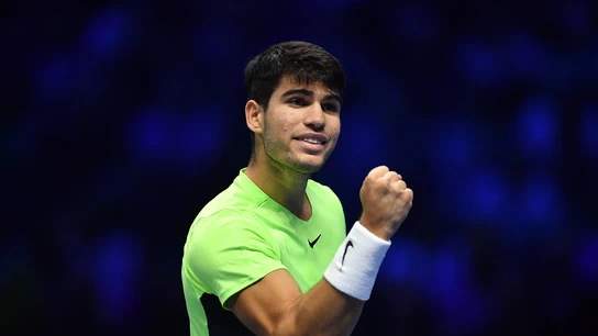 Carlos Alcaraz durante el partido ante Rublev Carlos Alcaraz durante el partido ante Rublev