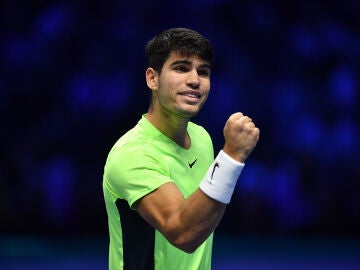 Carlos Alcaraz durante el partido ante Rublev