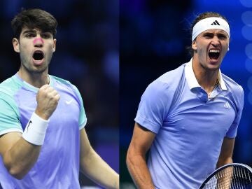 Carlos Alcaraz y Alexander Zverev durante las ATP Finals 2024