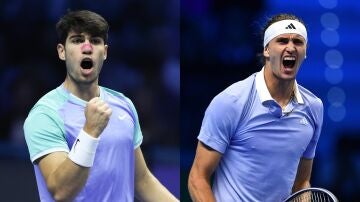 Carlos Alcaraz y Alexander Zverev durante las ATP Finals 2024