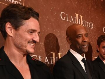 Pedro Pascal, Denzel Washington y Paul Mescal en el estreno de Gladiator II