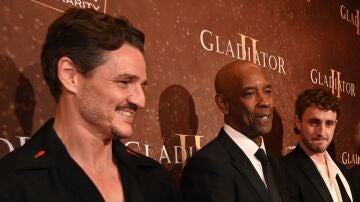 Pedro Pascal, Denzel Washington y Paul Mescal en el estreno de Gladiator II