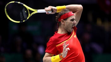 Rafa Nadal, en un partido de la Copa Davis con España