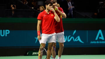 Alcaraz y Granollers durante el partido ante Van de Zandschulp y Koolhof