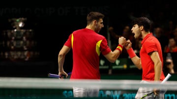 Alcaraz y Granollers durante el partido ante Van de Zandschulp y Koolhof