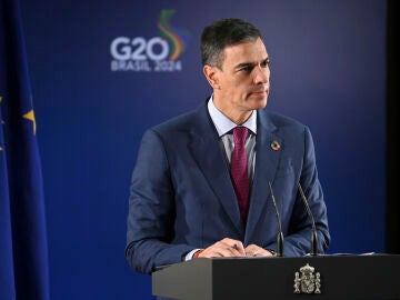 Pedro Sánchez en la rueda de prensa tras la cumbre del G20 en Río de Janeiro