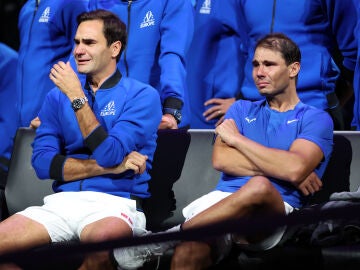 Roger Federer y Rafa Nadal en la Laver Cup en 2022