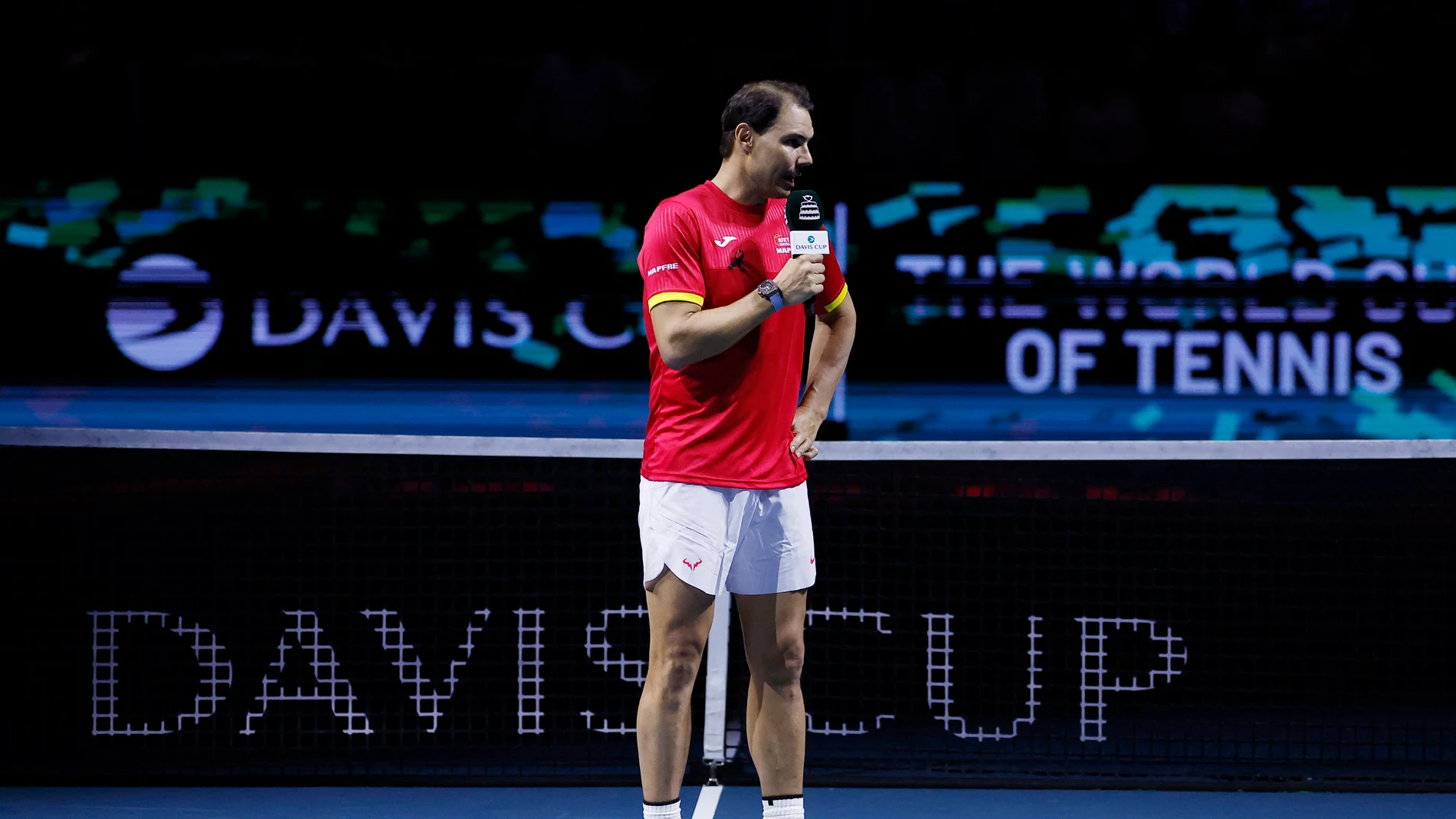 Rafa Nadal habla ante el público del Martín Carpena Rafa Nadal habla ante el público del Martín Carpena