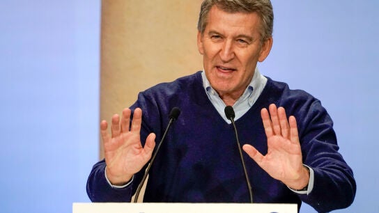 El l&iacute;der del Partido Popular, Alberto N&uacute;&ntilde;ez Feij&oacute;o durante un acto 