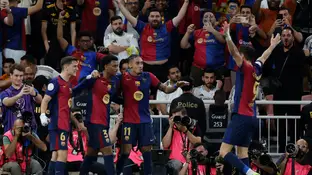 Los jugadores del Barcelona celebra un gol ante el Real Madrid Los jugadores del Barcelona celebra un gol ante el Real Madrid