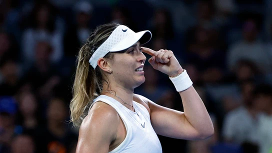 Paula Badosa se señala la cabeza tras su triunfo ante Xinyu Wang Paula Badosa se señala la cabeza tras su triunfo ante Xinyu Wang