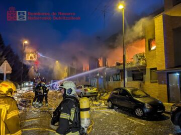 Imagen de la calle en Noáin tras la explosión de gas