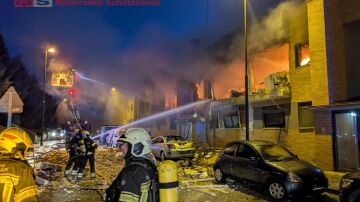 Imagen de la calle en Noáin tras la explosión de gas