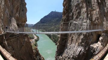 Puente colgante del caminito del rey en Álora.