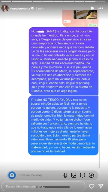 La respuesta de Marta Riumbau a las críticas La respuesta de Marta Riumbau a las críticas